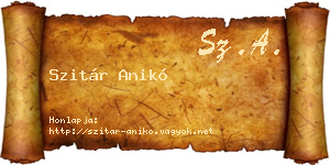 Szitár Anikó névjegykártya